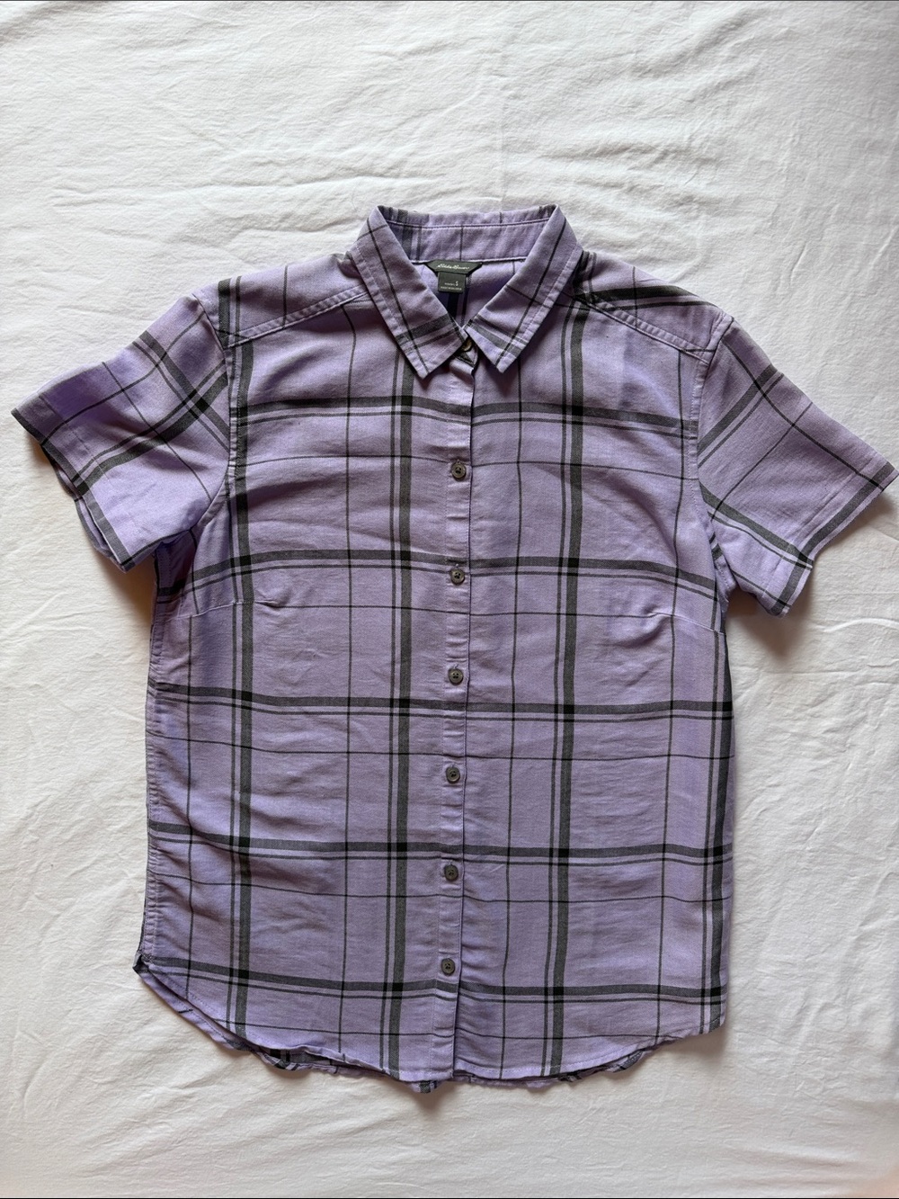Eddie Bauer Lavender Plaid Button-Up Blouse